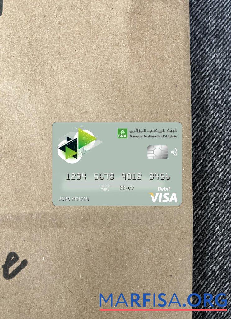 Downloadable Algeria banque nationale d’Algérie (BNA) bank visa card photolook front example